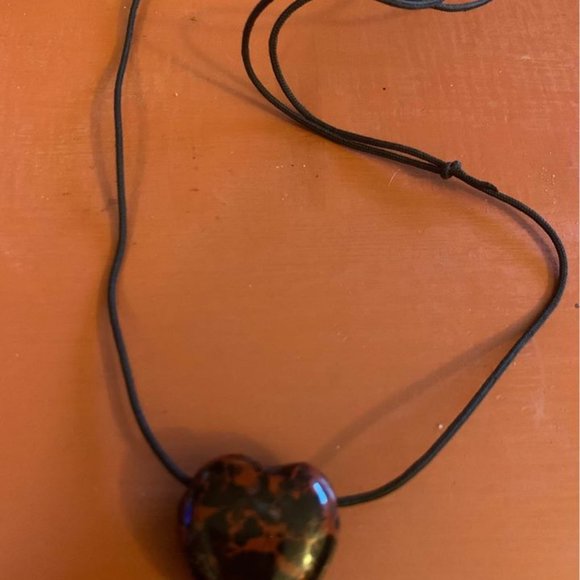 Mahogany Obsidian heart shape necklace on cord. $2